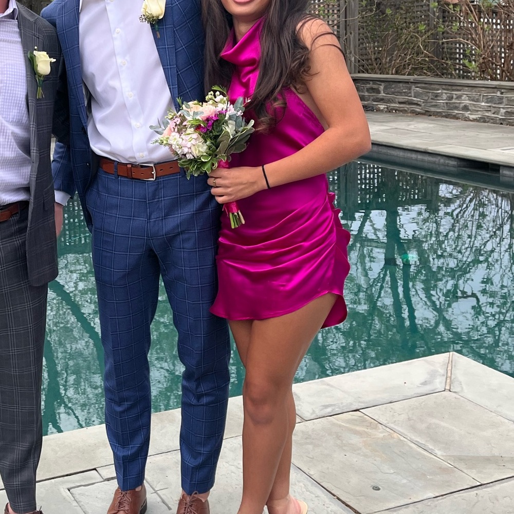 Revolve Amanda Uprichard Samba Dress in Dark Hot Pink